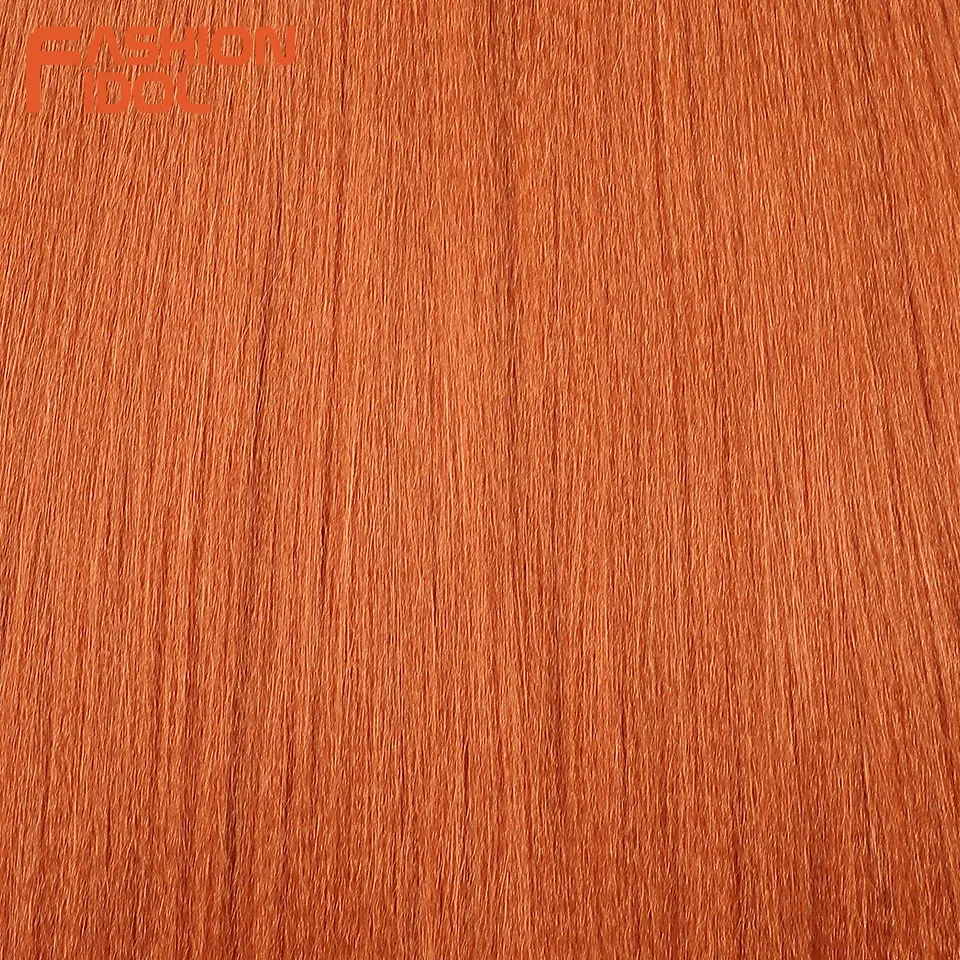 FASHION IDOL 24inch 210g/3pcs Straight Hair Crochet Braids Fluffy Hair Synthetic Braiding Hair Orange Crochet Hair Extensions thumbnail 6