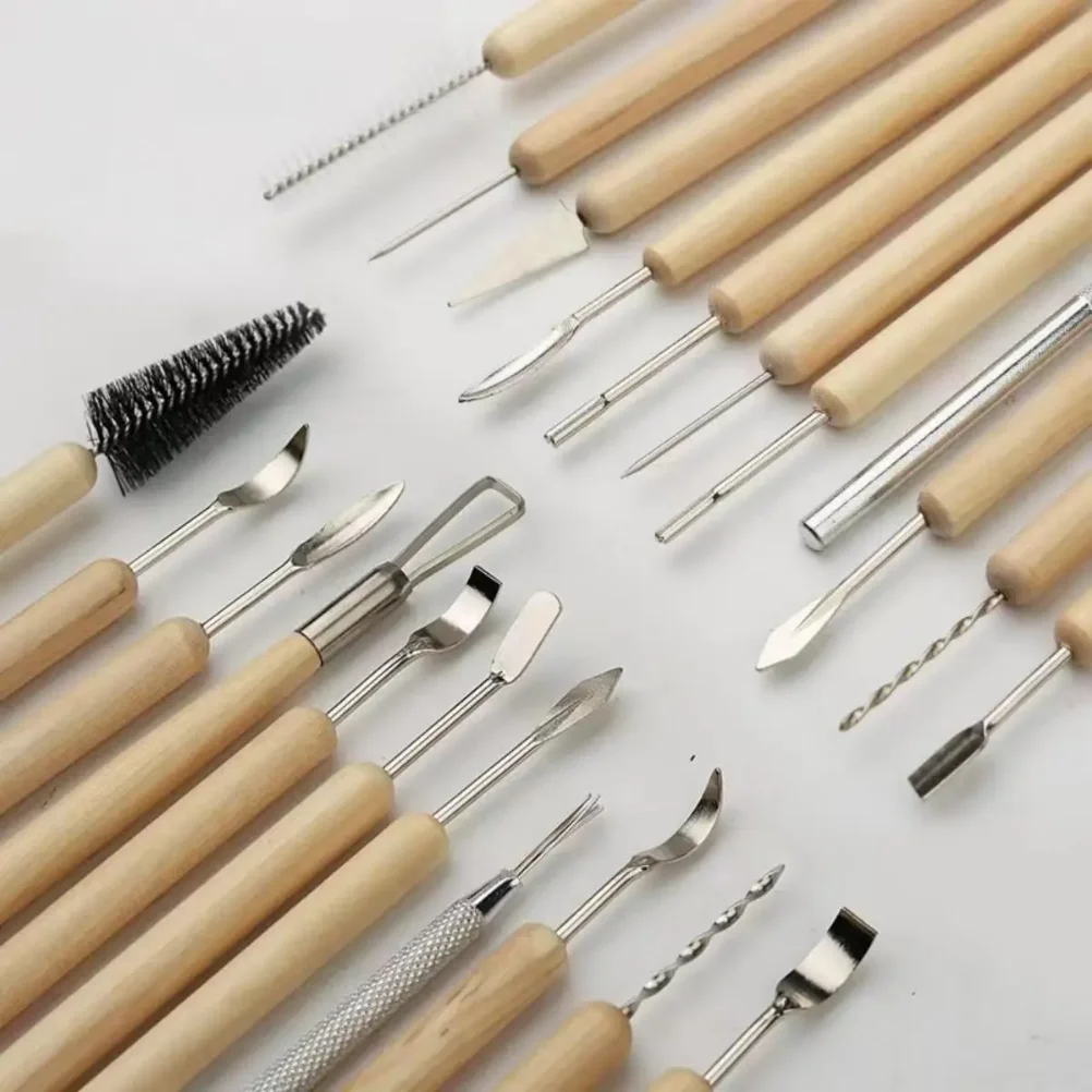 11Pcs Pottery Clay Sculpting Modeling Tool Set Double-Sided Ceramic Polymer Clay Carving Tools Kit With Smooth Wooden Handle thumbnail 3