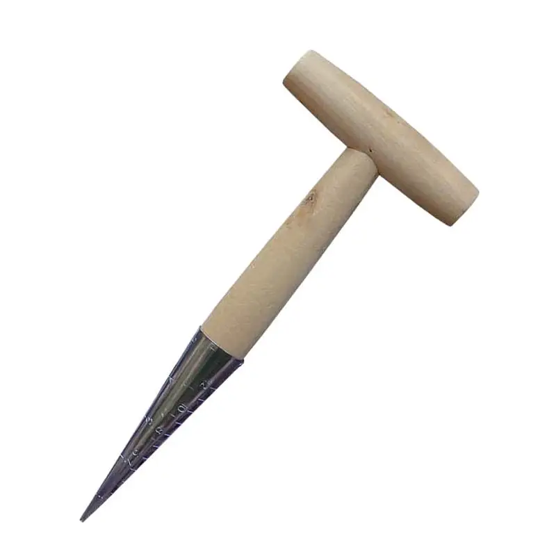 Handheld Clear Scale Garden Hole Puncher With Wood Handle For Sowing Seeds Transplanting Plants Digging Garden Hole Punch Tool thumbnail 6