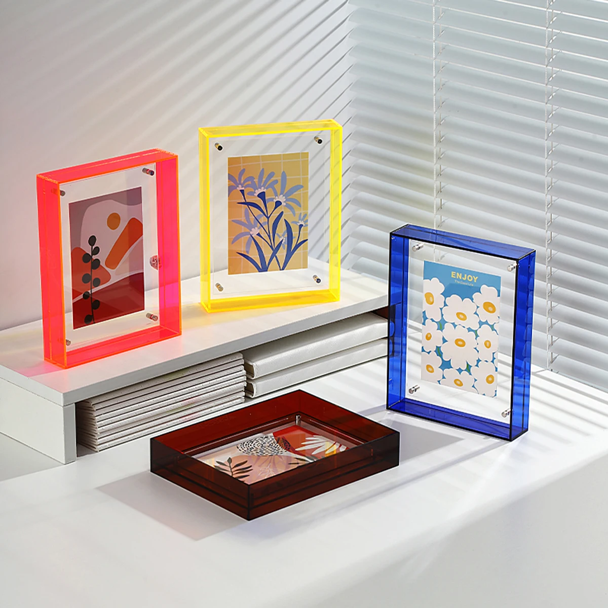 Acrylic Photo Frame Plastic Rectangle Hollow Picture Framed Holder Two Side Case Transparent Drawing Framework Home Decorations thumbnail 2