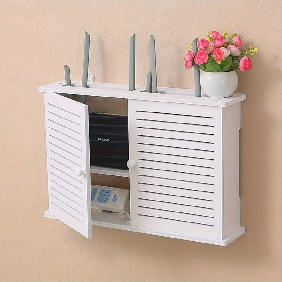 No Drill Wall Mounted Mini Cabinet with Shutter Door for Bathroom Kitchen Storage Organizer Shelf, Utility Racks thumbnail 3