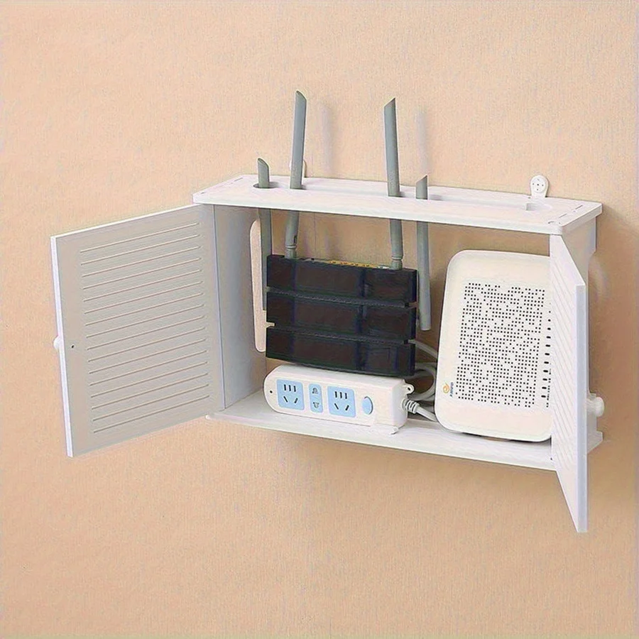 No Drill Wall Mounted Mini Cabinet with Shutter Door for Bathroom Kitchen Storage Organizer Shelf, Utility Racks thumbnail 2