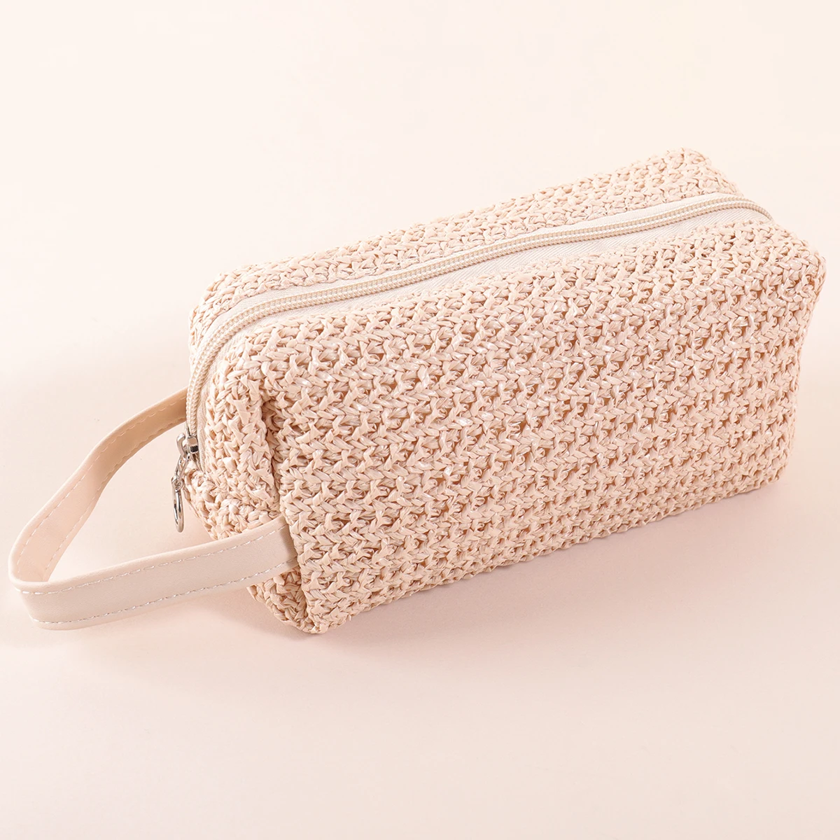 Wristlet Handheld Straw Bag Solid Color Fashion Women's Portable Outdoor Daily Use Coin Purse Cosmetics and Phone Storage thumbnail 4