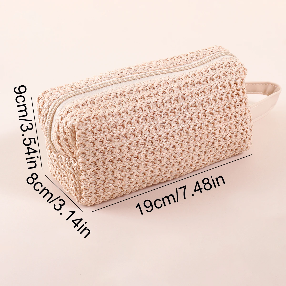 Wristlet Handheld Straw Bag Solid Color Fashion Women's Portable Outdoor Daily Use Coin Purse Cosmetics and Phone Storage thumbnail 6
