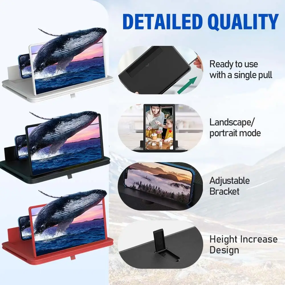 3D HD Phone Screen Amplifier Projector, Foldable Stand for Movies Videos Games, Compatible with All 10/12 Inch Smartphones 2026 thumbnail 5