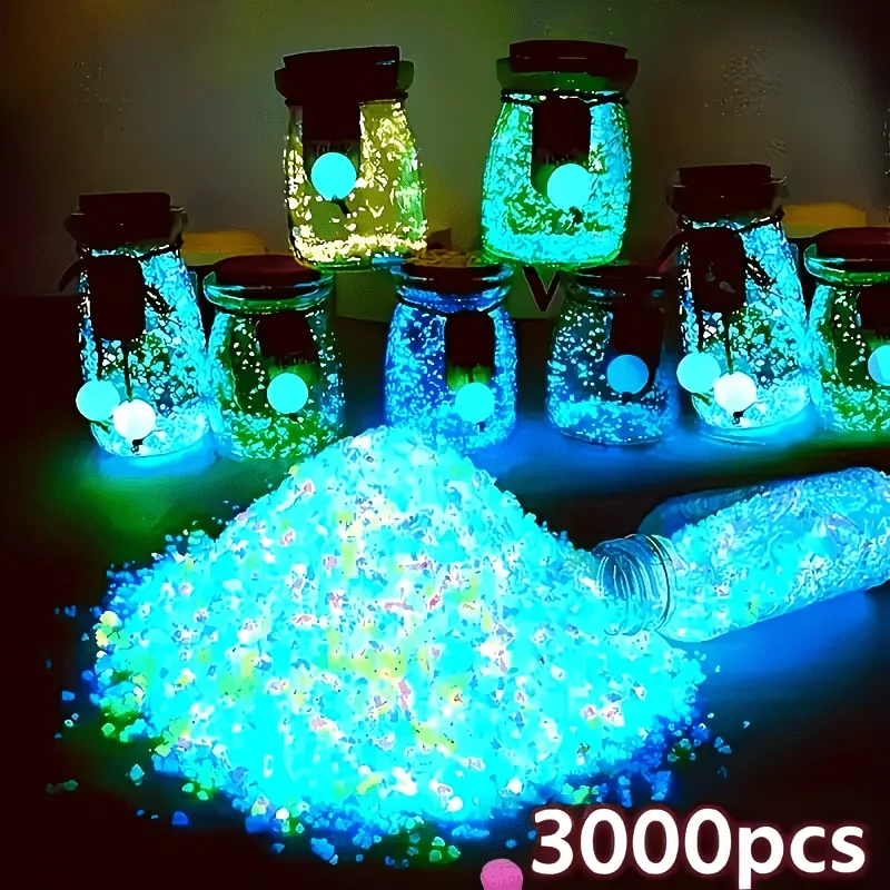 3000Pcs/Bag Luminous Glow Sand, Garden Wedding Party Aquarium Decor, Colorful Reusable Mini Landscape Pot Gardening Supplies thumbnail 2