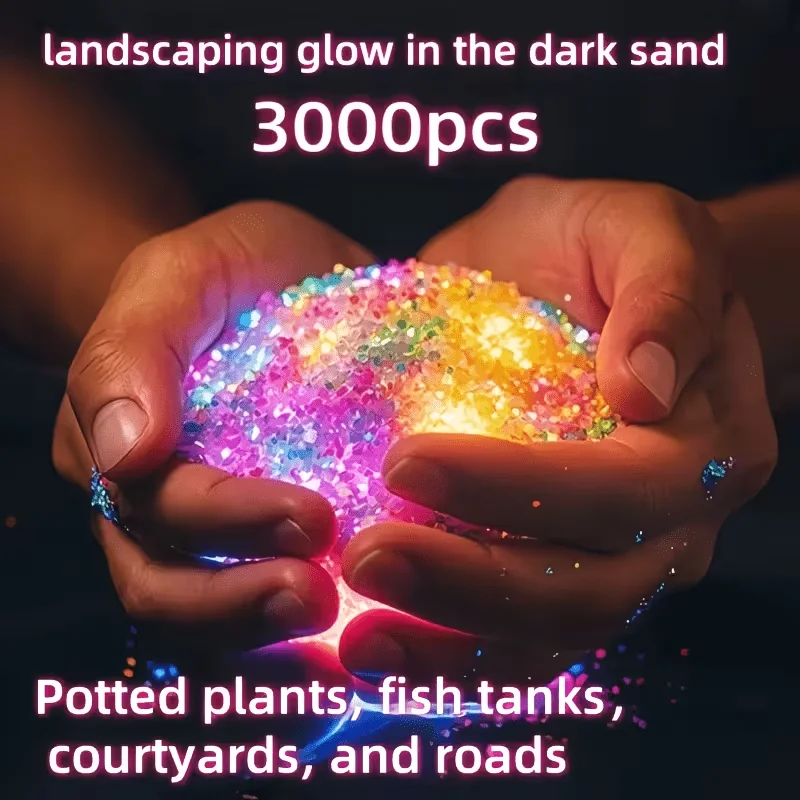 3000Pcs/Bag Luminous Glow Sand, Garden Wedding Party Aquarium Decor, Colorful Reusable Mini Landscape Pot Gardening Supplies thumbnail 5