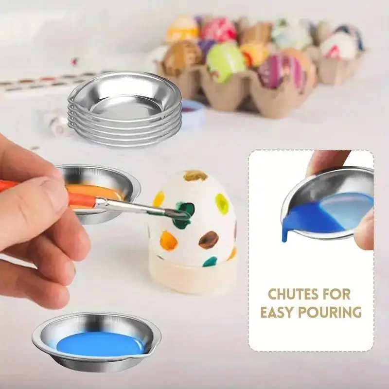 10pcs Stainless Steel Painting Color Bowls Oil Paint Trays Paint Color Mixing Cups Color Mixer Children DIY Painting Tools thumbnail 5