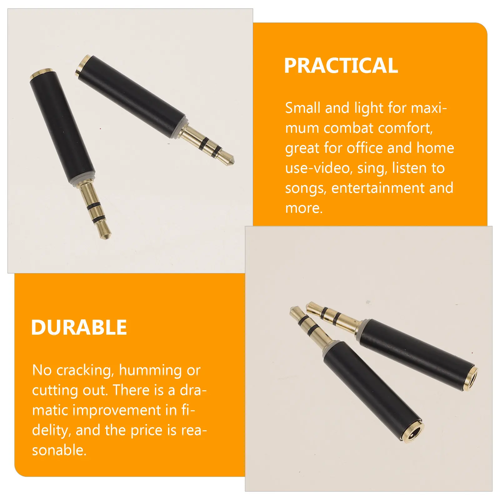 2Pcs 3.5mm Microphone Connector Converter Premium Copper Adapter Plug for Audios Headset Camera Recording Conversion Accessories