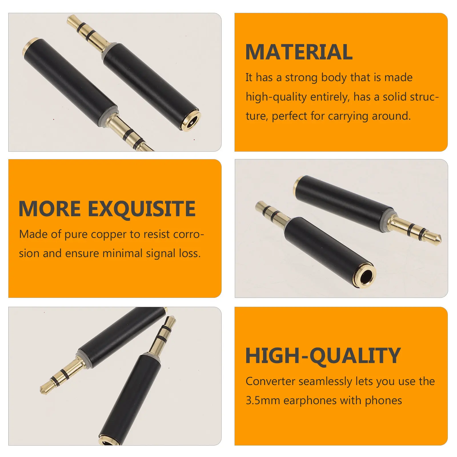 2Pcs 3.5mm Microphone Connector Converter Premium Copper Adapter Plug for Audios Headset Camera Recording Conversion Accessories thumbnail 2