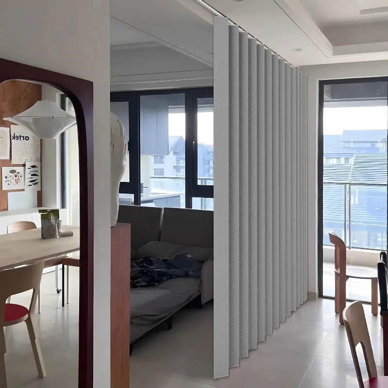 Simple Foldable Partition Curtain, Thick Fabric Room Divider, Living Room Kitchen Partition, Easy Clean thumbnail 5