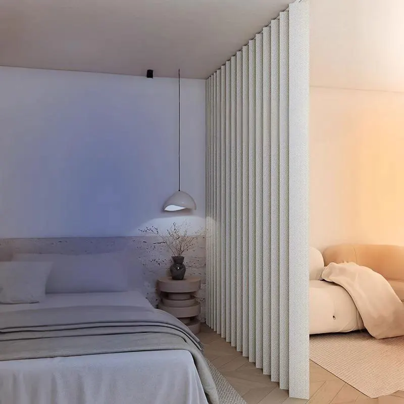 Simple Foldable Partition Curtain, Thick Fabric Room Divider, Living Room Kitchen Partition, Easy Clean thumbnail 4