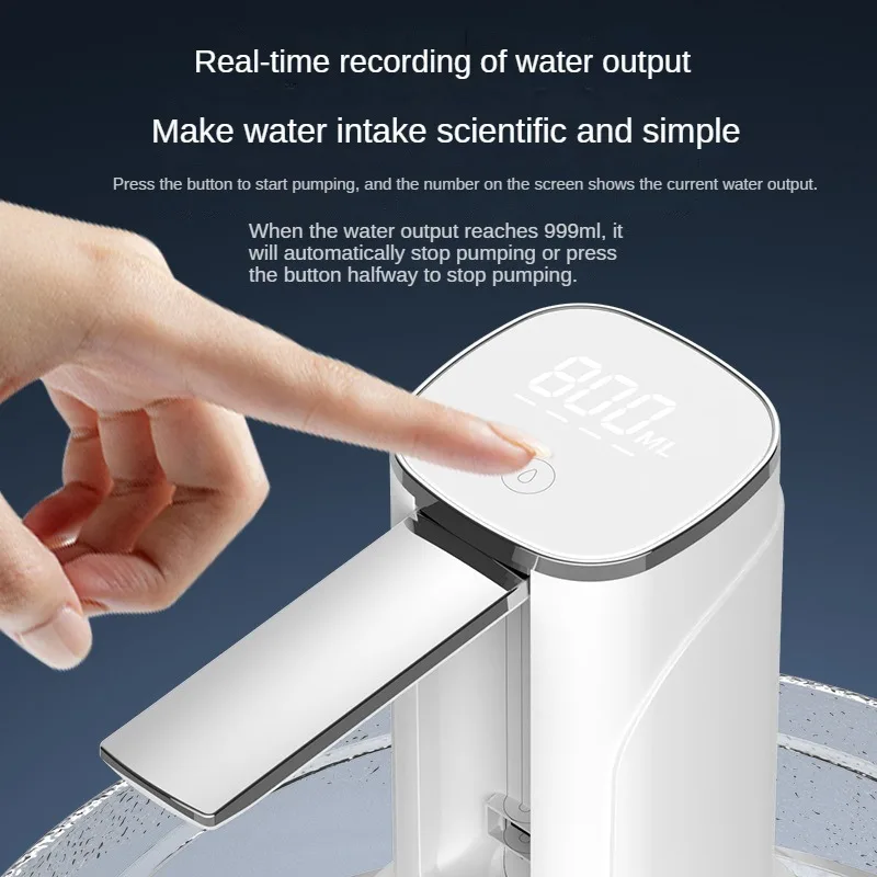 Portable 3-10Gallon Electric Water Bottle Pump Automatic Water Dispenser Pump with Large LED Display USB Charging Water Jug Pump thumbnail 3