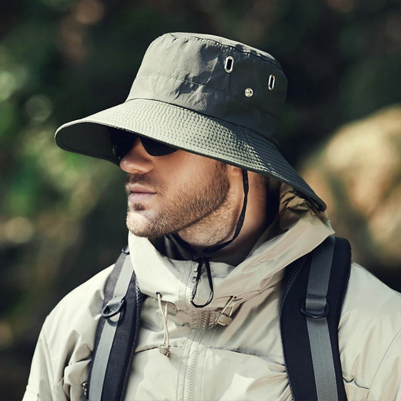 Outdoor Fishing Sun Protection Bucket Hat Waterproof Wide Brim Sun Caps Summer Hiking Climbing Beach Fisherman Sun Caps thumbnail 3