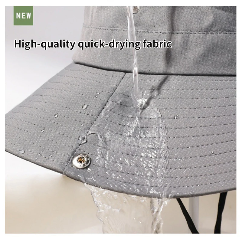 Outdoor Fishing Sun Protection Bucket Hat Waterproof Wide Brim Sun Caps Summer Hiking Climbing Beach Fisherman Sun Caps thumbnail 5