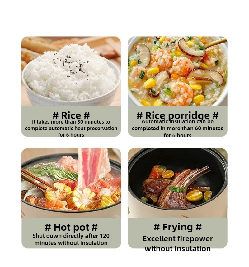 220V 1.8L Ball Handle Electric Heating Pot Multi-functional Household Rice Cooker Easy To Clean 4-in-1 Steaming Frying Rinsing thumbnail 6