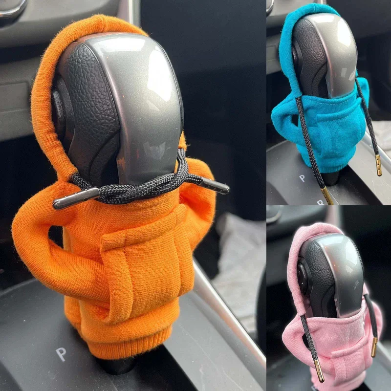 Universal Fashion Hoodies Car Gear Shift Knob Cover Manual Handle Gear Shift Decor Hoodie Covers Car Interior Accessories thumbnail 2
