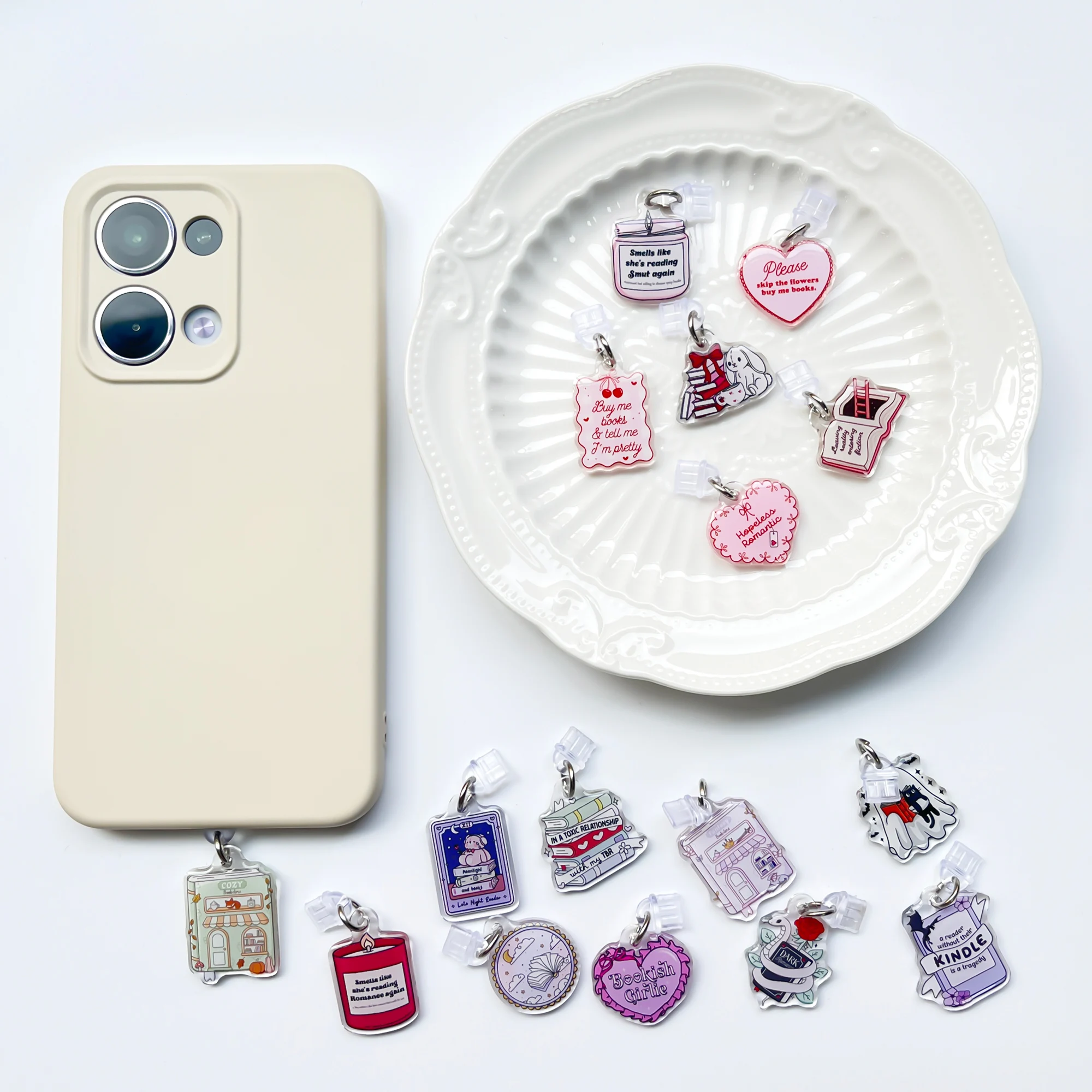 Acrylic Phone Dust Plug Kindle Book Lover Gift for IPhone 15 16 17 Type C thumbnail 2