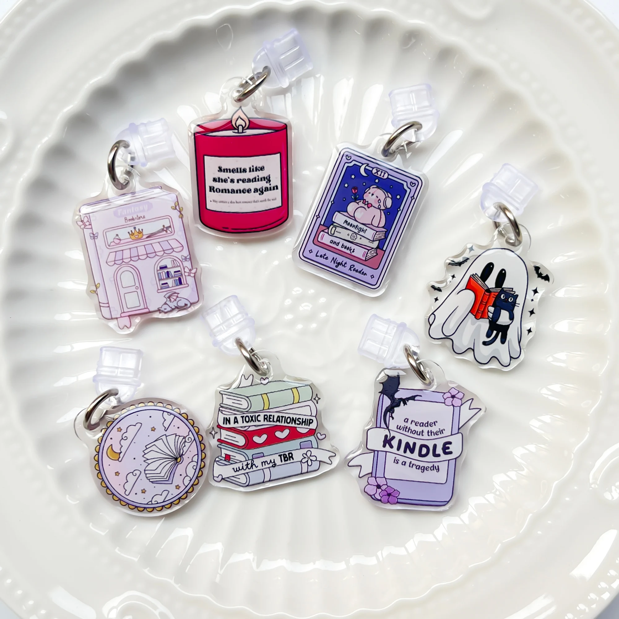 Acrylic Phone Dust Plug Kindle Book Lover Gift for IPhone 15 16 17 Type C thumbnail 3