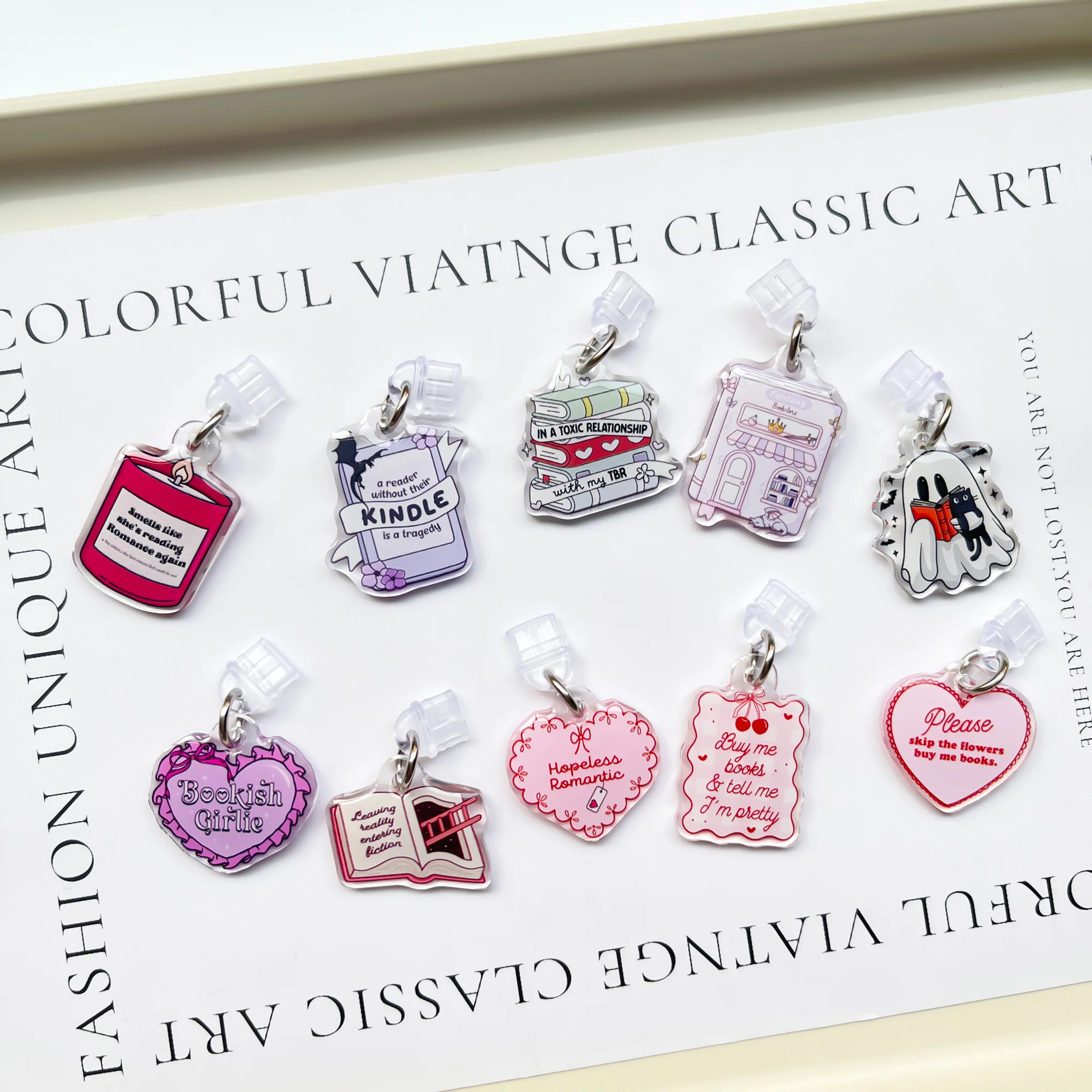 Acrylic Phone Dust Plug Kindle Book Lover Gift for IPhone 15 16 17 Type C thumbnail 4