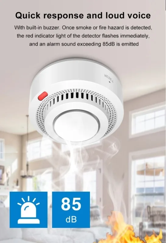 EWelink Zigbee Smart Smoke Alarm Battery Powered Ideal for Hotels and Homes Remote Control Compatible with Alice and Google Home thumbnail 4