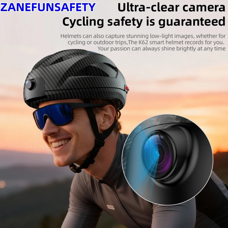 Smart Helmet with HD Camera Bluetooth FM Radio Light Unisex Music Bike Helmet Waterproof Breathable Cycling Helmet for Men Women
