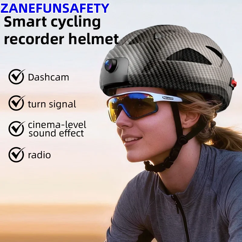 Smart Helmet with HD Camera Bluetooth FM Radio Light Unisex Music Bike Helmet Waterproof Breathable Cycling Helmet for Men Women thumbnail 2