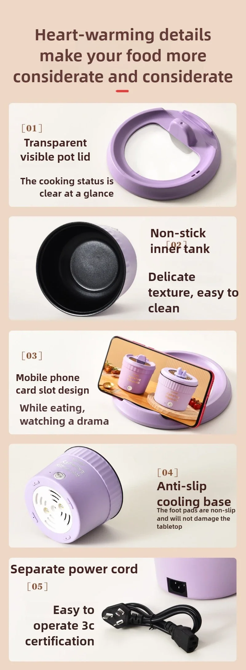 Electric Multi Cookers Non-stick Pan Hot Pot, Rice Cooker, Household Cooking Appliances, 110V, 220V thumbnail 4