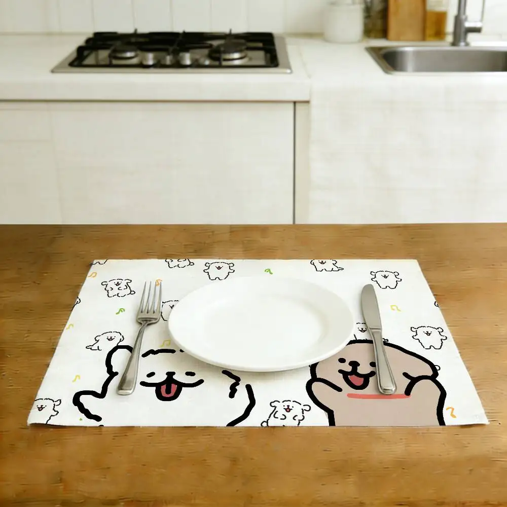 Cartoon Puppy Placemat, Washable & Durable Table Mat, Home Kitchen Dining Table Decor thumbnail 2