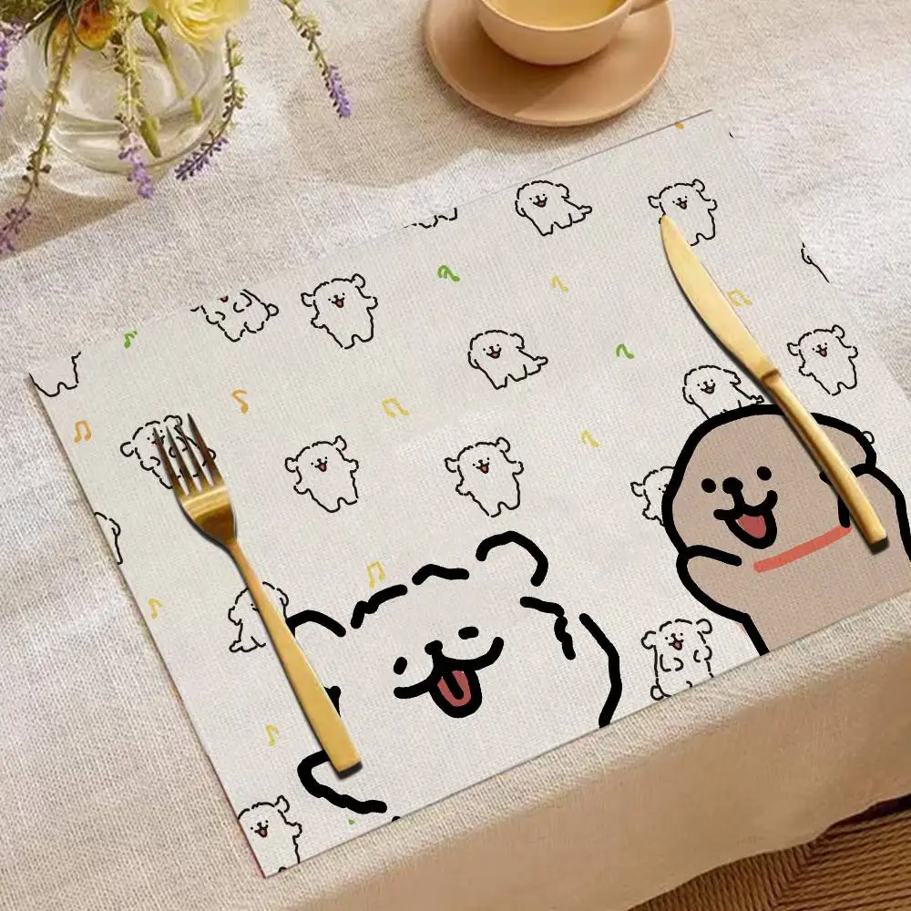 Cartoon Puppy Placemat, Washable & Durable Table Mat, Home Kitchen Dining Table Decor thumbnail 4