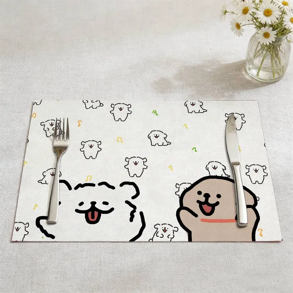 Cartoon Puppy Placemat, Washable & Durable Table Mat, Home Kitchen Dining Table Decor thumbnail 6