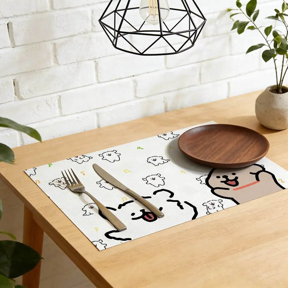 Cartoon Puppy Placemat, Washable & Durable Table Mat, Home Kitchen Dining Table Decor thumbnail 5