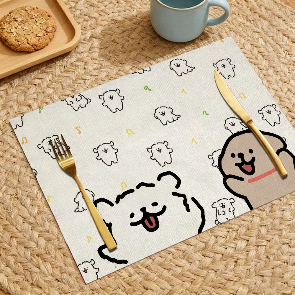 Cartoon Puppy Placemat, Washable & Durable Table Mat, Home Kitchen Dining Table Decor thumbnail 3