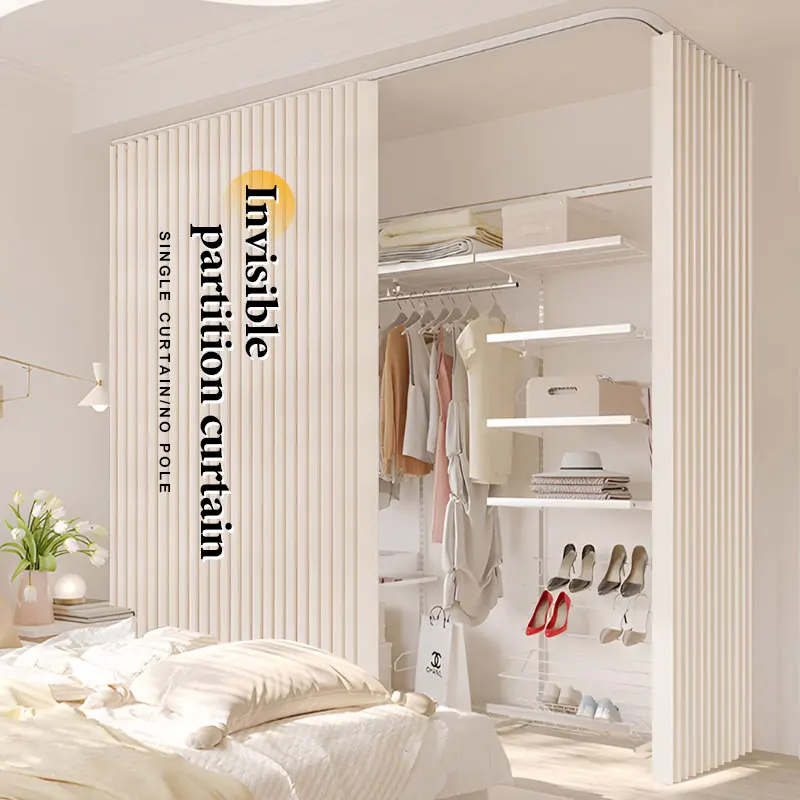 Upgraded Foldable Partition Curtain, Heavy Duty Thick Fabric, Living Room Kitchen Divider, Room Partition