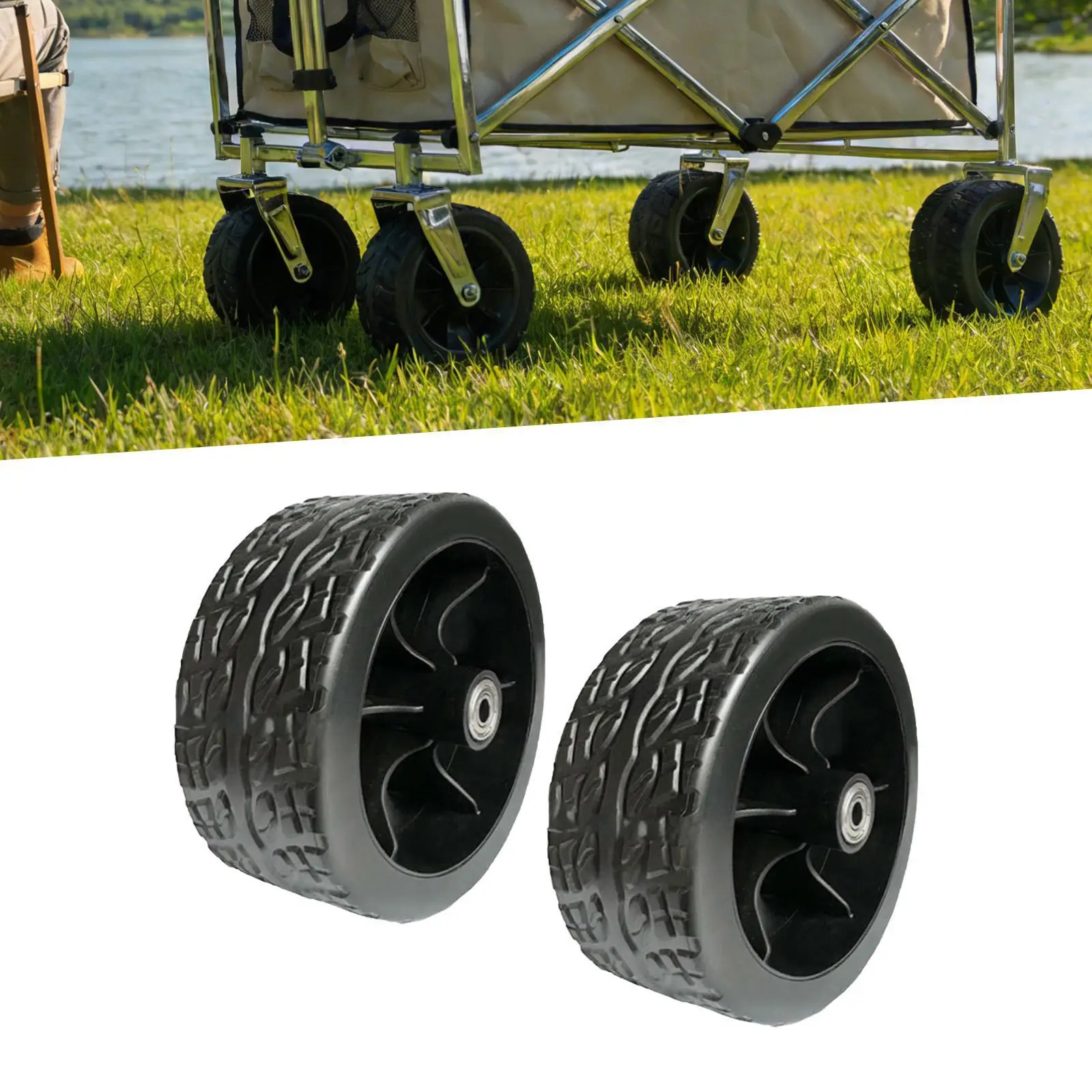 2Pcs Wagon Replacement Wheels Cart Tires Maintenance for Beach Trolleys Snow Blowers Grass Sand Road Wheelbarrow Hand Truck