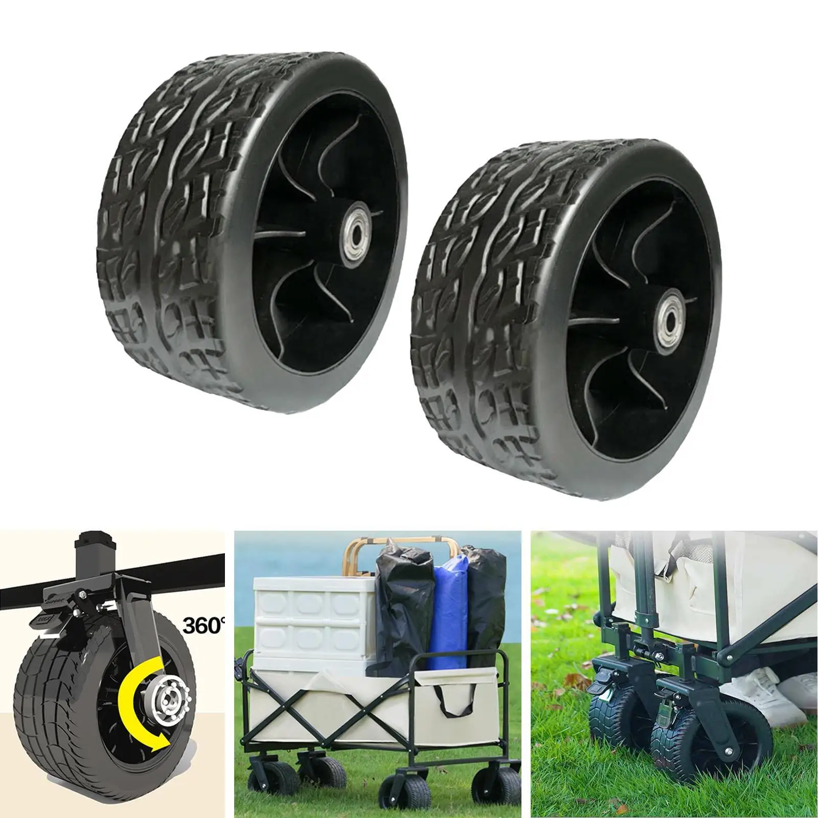 2Pcs Wagon Replacement Wheels Cart Tires Maintenance for Beach Trolleys Snow Blowers Grass Sand Road Wheelbarrow Hand Truck thumbnail 5