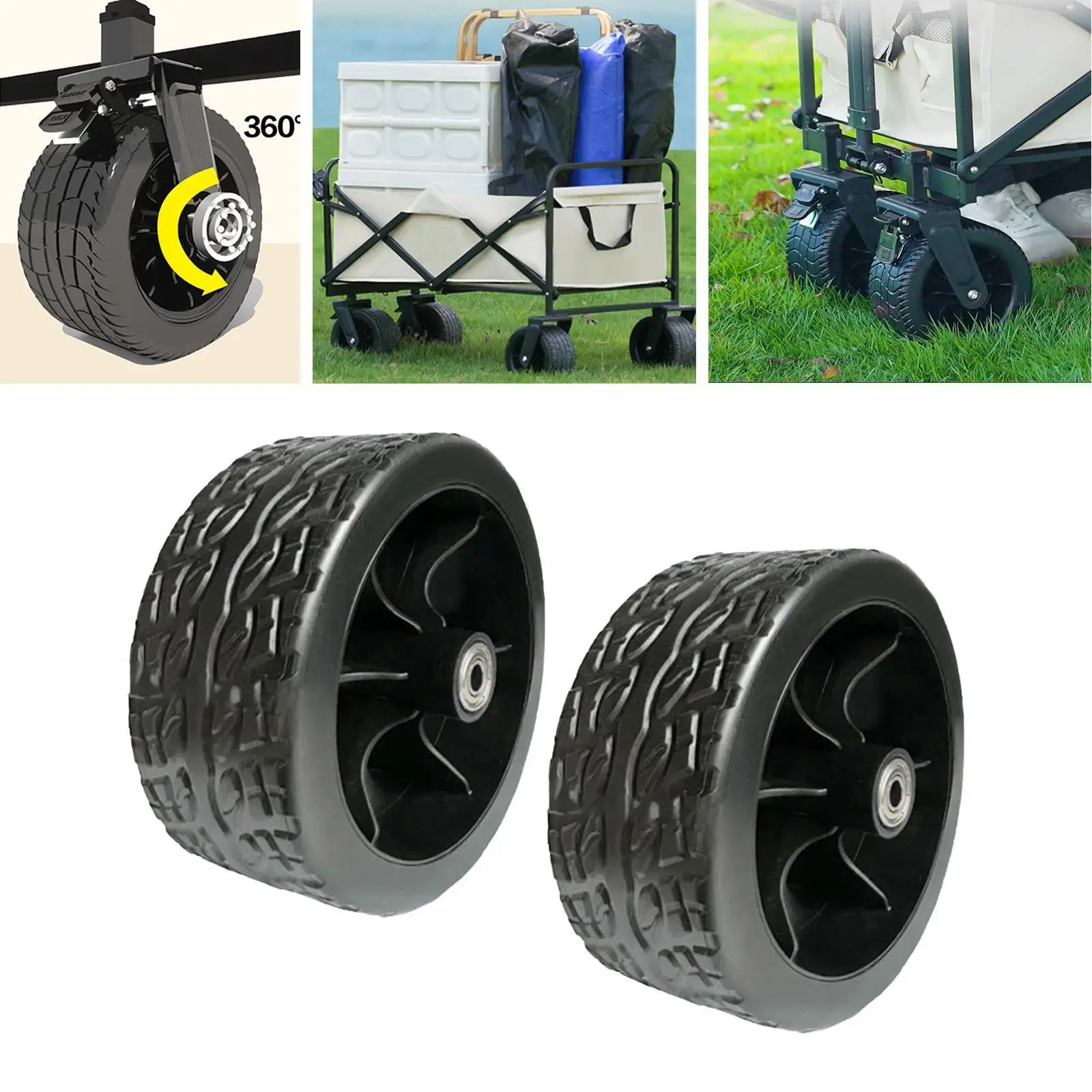 2Pcs Wagon Replacement Wheels Cart Tires Maintenance for Beach Trolleys Snow Blowers Grass Sand Road Wheelbarrow Hand Truck thumbnail 6