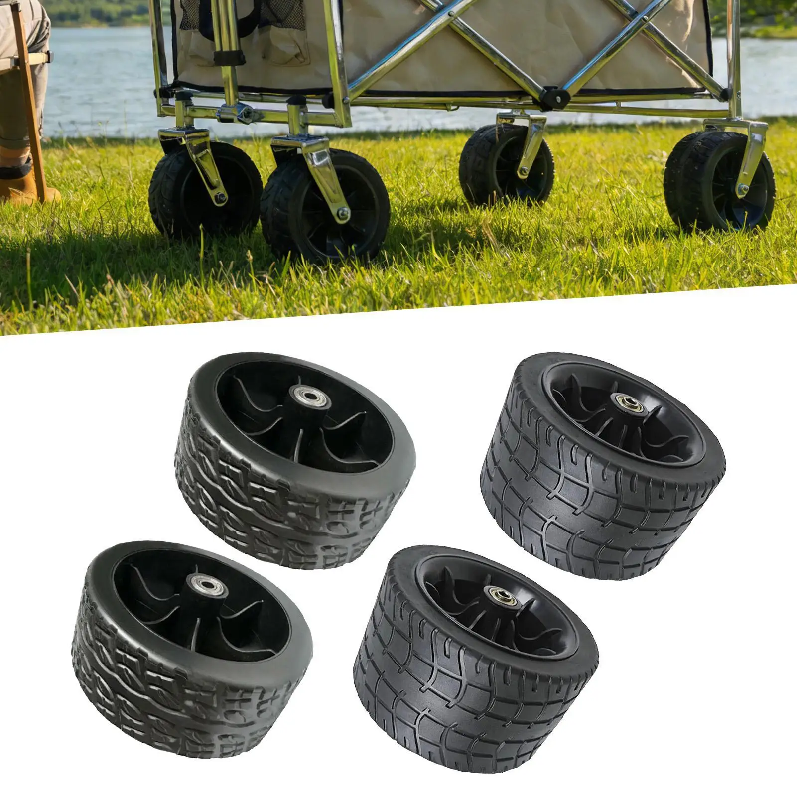 2Pcs Wagon Replacement Wheels Cart Tires Maintenance for Beach Trolleys Snow Blowers Grass Sand Road Wheelbarrow Hand Truck thumbnail 3