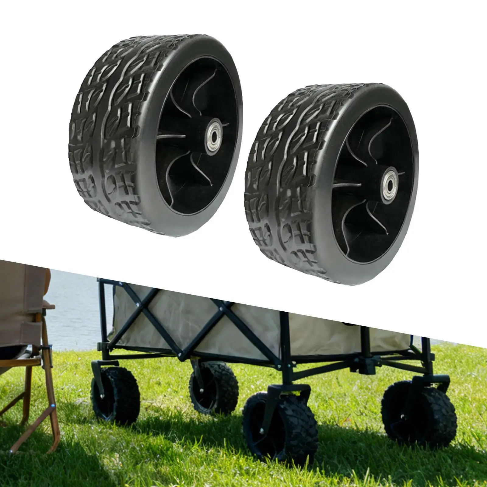 2Pcs Wagon Replacement Wheels Cart Tires Maintenance for Beach Trolleys Snow Blowers Grass Sand Road Wheelbarrow Hand Truck thumbnail 4