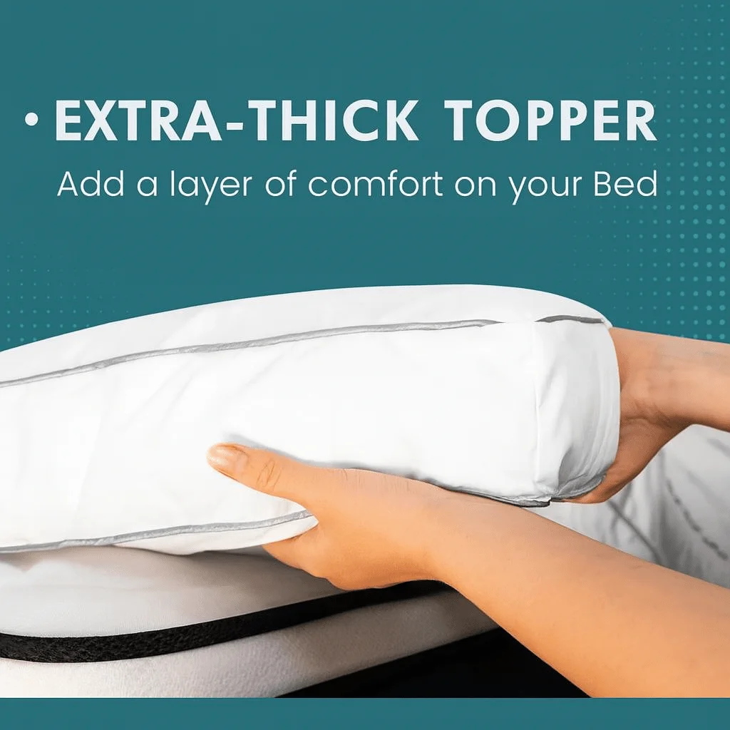 Extra Thick 10cm Mattress Topper, Hotel Quality Soft Quilted Mattress Pad, Brushed Top with Virgin Ball Hollowfiber Filling, Ela thumbnail 5