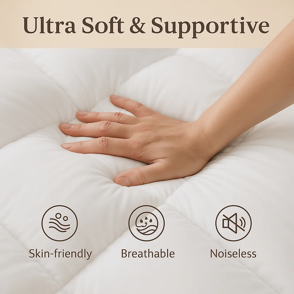 Extra Thick 10cm Mattress Topper, Hotel Quality Soft Quilted Mattress Pad, Brushed Top with Virgin Ball Hollowfiber Filling, Ela thumbnail 2