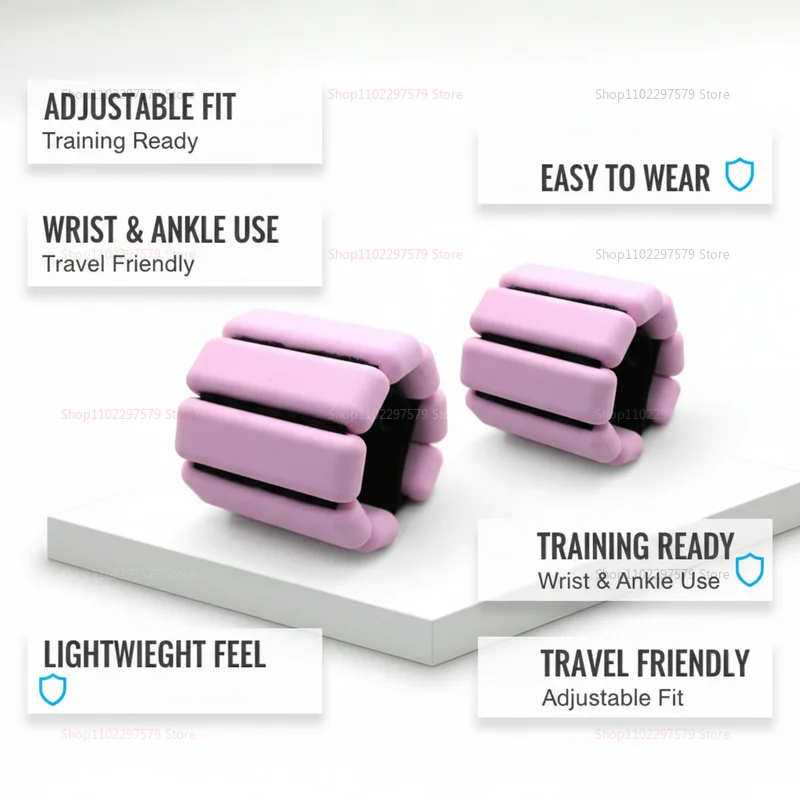 Unisex adjustable silicone and zinc alloy wrist and ankle weight bracelets for Pilates, gym, yoga, cardio and strength training thumbnail 3