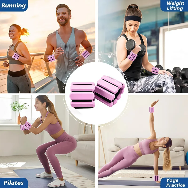 Unisex adjustable silicone and zinc alloy wrist and ankle weight bracelets for Pilates, gym, yoga, cardio and strength training thumbnail 5
