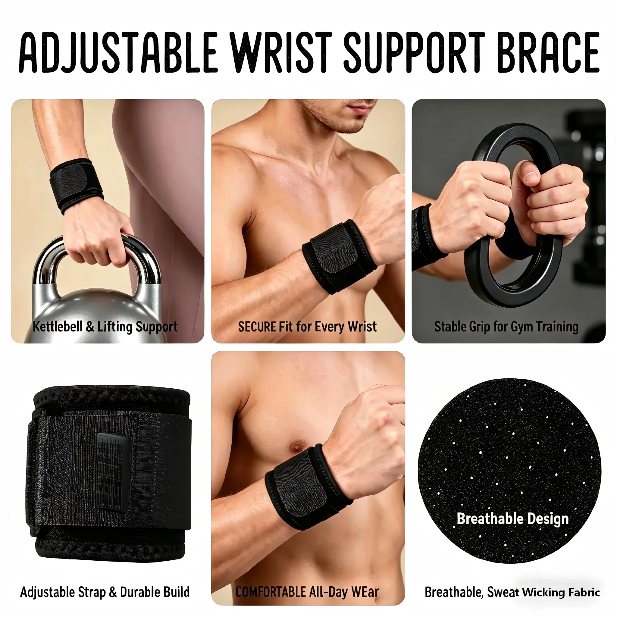 Wrist Support Brace Wrist Stabilizer Adjustable Wrist Bandages Protector Left/Right Hand Wrist Wraps Fitness Office Pain Relief thumbnail 6