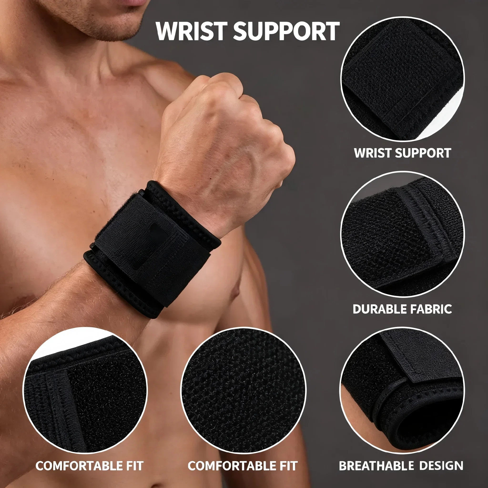 Wrist Support Brace Wrist Stabilizer Adjustable Wrist Bandages Protector Left/Right Hand Wrist Wraps Fitness Office Pain Relief thumbnail 2