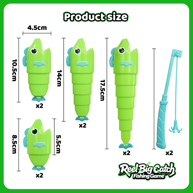 2 Player Telescoping Fish Catch Game Stretchable Fishing Battle Toy Boost Hand-Eye Coordination Family Interactive Social Play thumbnail 6
