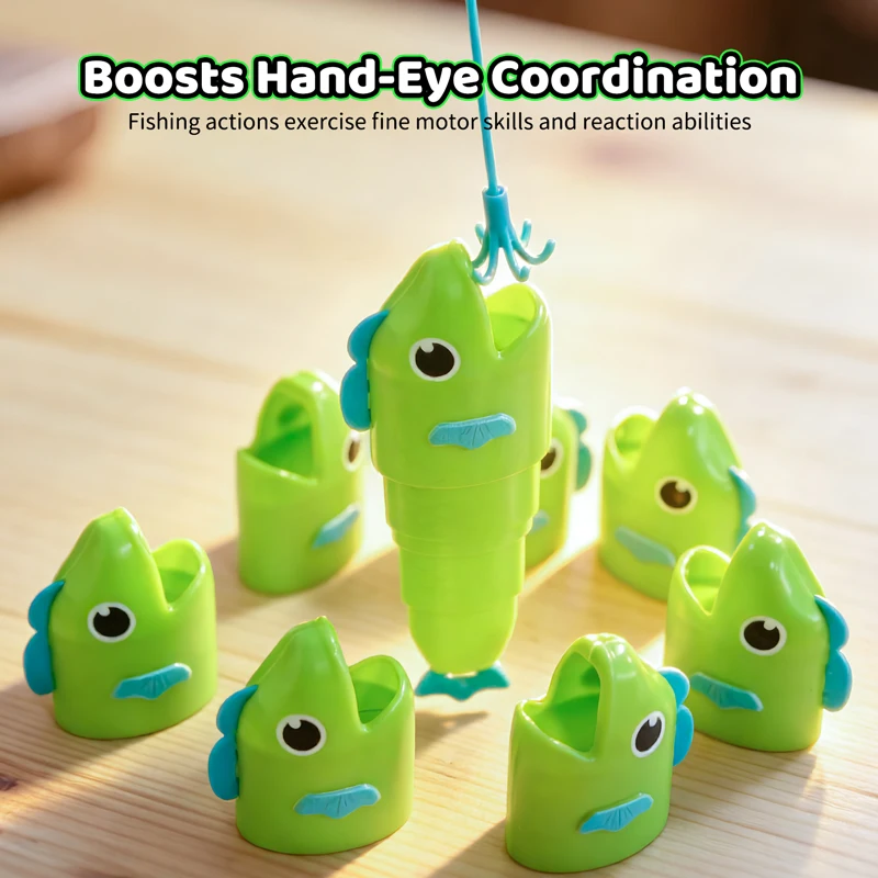 2 Player Telescoping Fish Catch Game Stretchable Fishing Battle Toy Boost Hand-Eye Coordination Family Interactive Social Play thumbnail 2
