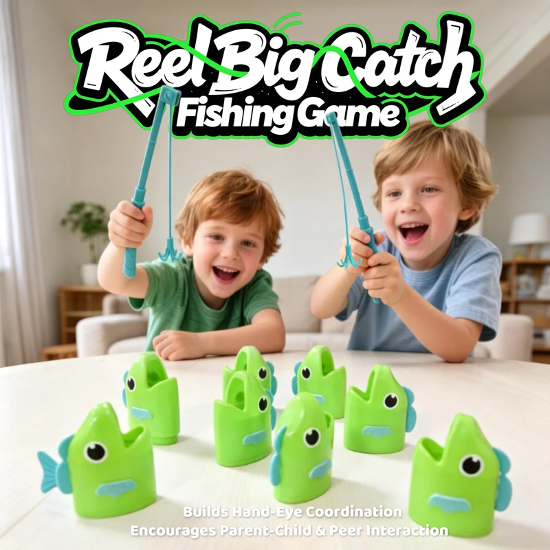 2 Player Telescoping Fish Catch Game Stretchable Fishing Battle Toy Boost Hand-Eye Coordination Family Interactive Social Play thumbnail 3