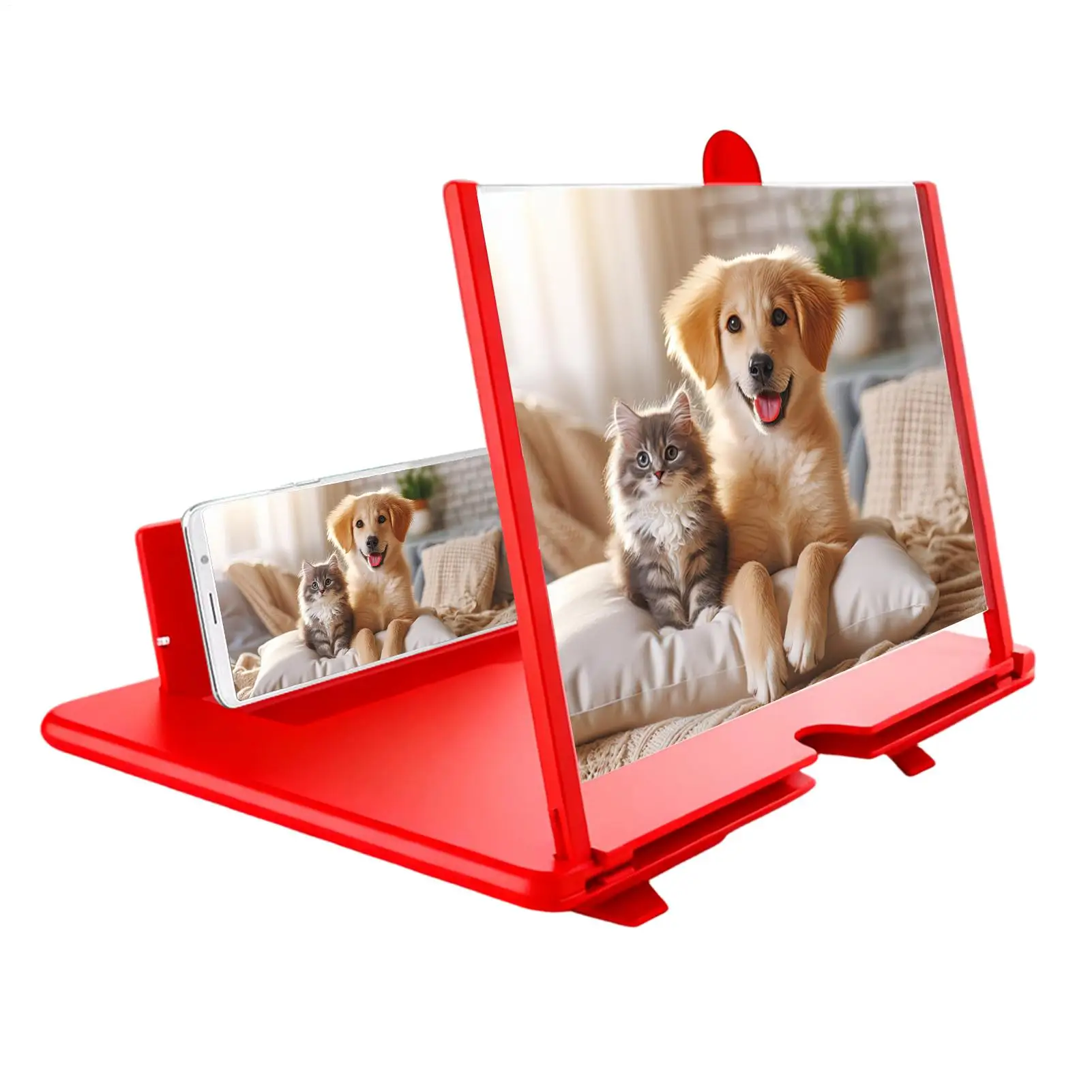 Mobile Phone Screen Magnifier Foldable 3D HD Magnifying Projector Screen Magnifier Pull-out Lazy Phone Stand for Video Watching thumbnail 3