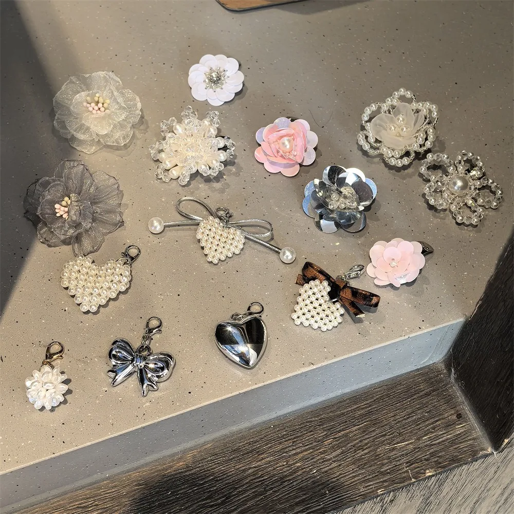 1PC NEW Ballet Style Pearl Bow Heart Shoe Clips Removable Charm for Mary Jane Sneakers Flat Shoes Decorative Accessory thumbnail 4